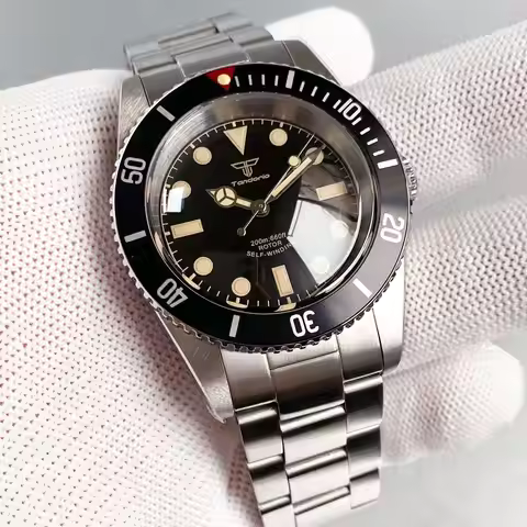 NH35 Tandorio Vintage Luminous 38mm Sapphire 20ATM Waterproof Automatic Movt Dive Watch Men 120 Clic