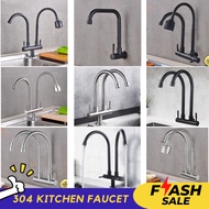 Double Faucet Kitchen Faucet Sink Flexible Wall Tap Black Stainless Steel Premium Tap Sink Faucet Ba