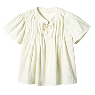 Áo Sơ Mi Nữ Tay Ngắn Dáng Rộng PAIXIANG Màu Đào Xếp Ly Phong Cách Mới Mùa Hè Thiết Kế Nhỏ Áo Sơ Mi C