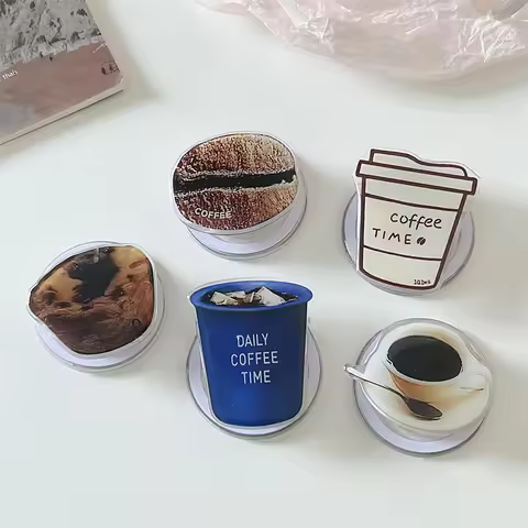 Korean Cute Coffee For Magsafe Magnetic Phone Griptok Grip Tok Stand For iPhone 15 Foldable Wireless