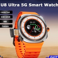 4G SimCard +Rotating Camera smart watch U8 Ultra SmartWatch 3+32GB  AMOLED  Wifi GPS Camera Bluetoot