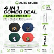 【ALIEN STUDIO】 Baseus Bass BC1 Case 3D Style Premium Silicone Case + Cleaning Pen + Lanyard + Keycha