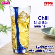 Green streaked glass cup 430mL - Japanese style - multi-purpose