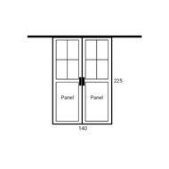 pintu sliding aluminium 2 daun rel atas uk. 140x225