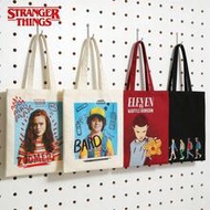 1pc Netflix Official "Stranger Things" Tote Bag, Polyester Reusable Shopping Bag With Eleven, Max, D