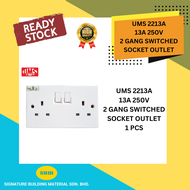 UMS 2213A Double Switch Socket 13A Switched Socket Outlet 2213A 2 Gang Socket SIRIM - SBM