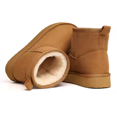 Smile Winter Trendy Snow Boots Women Warm Plush Snow Boots Waterproof And Non-slip Mid-top Thick Sol