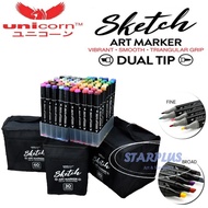 (Starplus) Unicorn Sketch Art Marker Pen Set *Dual Tip* - 30/60/80 Colours