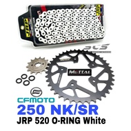 JRP Chain Set CFMoto 250NK 250SR 520 KLO2 ORing CLIP WHITE Mettal Sprocket 14T-41T Rantai Oring 250 