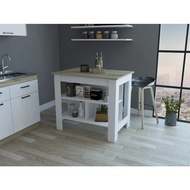 3-tier Kitchen Storage Cart White And Light Oak Rustic Mobile Utility Island