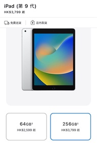iPad 9 代 256GB silver 銀色 平板電腦