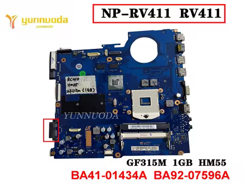 Original For SAMSUNG NP-RV411 RV411 Laptop motherboard GF315M 1GB HM55 BA41-01434A BA92-07596A Teste