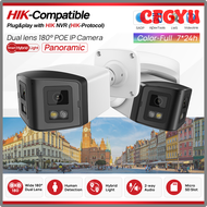 CFGYU Hikvision รองรับ4MP ไฟสองดวงกล้องพาโนรามา POE IR ลำโพงหูฟังพาดคอไมโครโฟนในตัวมนุษย์ตรวจจับสีได