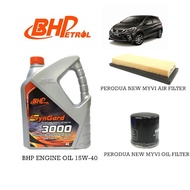 (100% Original Oil)Package - BHP Engine Oil SynGard 3000/ 15W-40 Engine Oil + NEW MYVI Oil Filter & 