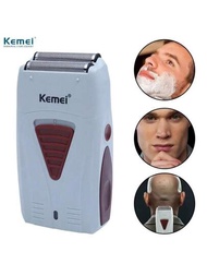 Kemei Km-3382男士充電式無線刮鬍刀,雙刀片往復式刮鬍刀,適用於面部護理,油膩的理髮剪刀