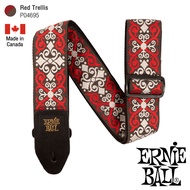 ERNIE BALL® P04695 Red Trellis Jacquard Strap สายสะพายกีตาร์ 3in1 ลวดลายศิลปะ สำหรับกีตาร์โปร่ง/กีตา