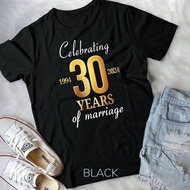 30 Years Of Marriage Est. 1994 2024 30Th Wedding Anniversary Unisex T-Shirt