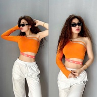 Áo Thun Thể Thao Nữ Áo Bra Lệch Vai Tập Gym Yoga Aerobic Chất Thun Cao Cấp Có Mút Ngực