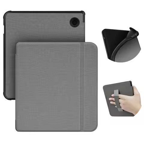 For New Kobo Libra Colour Soft Case with Hand Strap Fabric Smart Cover for Libra 2/H2O Magnetic Prot