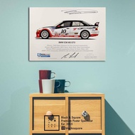 bmw E34 Signed - Borderless Frame 60x42cm - Premium Poster