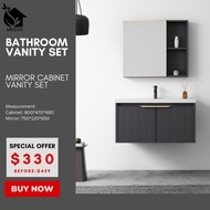 SG Stocks 60CM/80cm. Bathroom Basin Vanity Set / Bathroom Cabinet / Aluminium Basin Cabinet with Mirror Cabinet