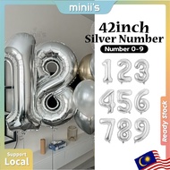MINIIS PARTY Number Balloon 42 Inch Balloon Number Foil Balloon Belon Number Silver Number Balloon D