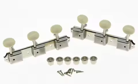 Nickel w/ Ivory Vintage 3 on a Plate 3x3 Guitar Tuning Keys Tuners for LP SG JR