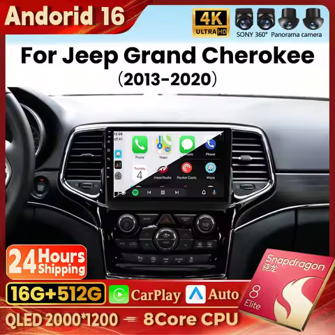 Android 16 Carplay Auto Car Radio For Jeep Grand Cherokee WK2 2013-2020 Multimedia Video Player GPS 