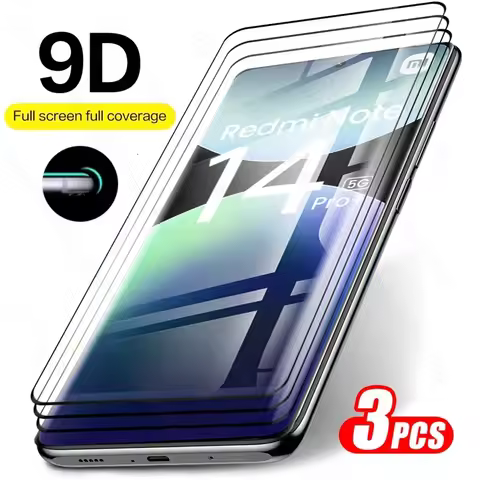 Redmy Note14Pro+ 5G Glass 3Pcs 9D Curved Screen Protector Tempered Glass For Redmi Note 14 Pro Plus 