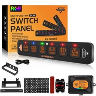 AUXBEAM 6 GANG RGB แผงแผงสวิตช์ระบบรีเลย์สวิทช์ EControl สำหรับรถยนต์รถกะบะเอทีวีแผงสวิตช์ Uxbeam