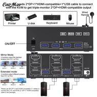 Usb Device Recognition Kvm Switch Dual Computer Kvm Switch for Triple Monitors Ultra-fast 8k30hz 4k144hz Usb3.0 Kvm Switcher for Computer Eu Plug