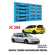 JC284 - HONDA EG6 LIGHT DECALS Hotwheels 1:64 diecast custom white toner waterslide decals