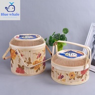 [48H Shipping]Antique bamboo basket with moon cake, bamboo package gift box, high-grade gift RWRP