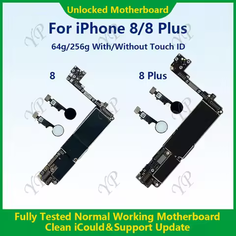 Fully Tested 100% Working Motherboard For iPhone 8/8Plus Mainboard 64g/256g With/Without Touch ID Cl