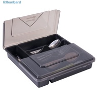 LOMBARD Silverware Tray, 5 Compartments Portable Utensil Drawer Organizer with Lids, Black Non-Slip 
