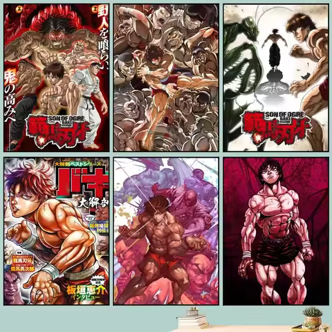 Japan Anime Baki Hanma Poster DIY Vintage Movie Poster Wall Art Painting Study Stickers Small Szie W