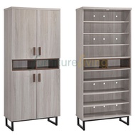 Furniture Living Tall Shoe Cabinet (Dark Oak + White Wash)