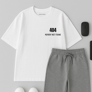 HUMAN ERROR-Black/White Oversized T-Shirt Premium Cotton 404 MEMORY NOT FOUND Screen Print Minimalis