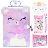 Cat Diary for Girls with lock and keys, Kids Journal School Travel Notebook Gift Set for Writing and