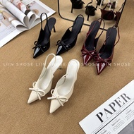 7 inch pointed toe bow high heels - G02