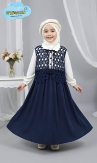 Nakilla Gamis Set Rompi Anak Perempuan/Bahan Sabrina/Gamis Set Rompi Kekinian Usia 3-12 Tahun
