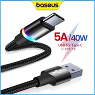 Baseus สาย USB ไปยัง Type Cสาย5A 40W QC3.0ชาร์จเร็วสำหรับ Huawei Mate 30 20 P40 P30 Pro Lite P20