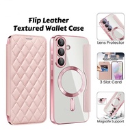 Fenna Flip Magsafe Case For Samsung Galaxy A17 A26 A05S A56 A36 A16 A55 A06 5G Diamond Leather Magsa