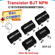 (100 Pieces) Transistor BJT NPN C1815 / SS8050 / MMBT3904 / ... pin SOT-23