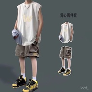 Taiwan Shipping Summer Suit Men Sleeveless T-Shirt Short-Sleeved Youth Boy Waistcoat Vest Casual Mat