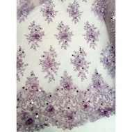 lace meter= Lace Bunga 3D (Soft Purple) ~ Kain Lace Meter for Baju Pengantin Baju Nikah Dress (New Design 2021)