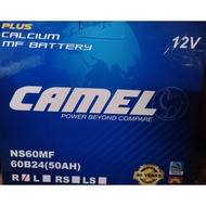 CAMEL PLUS NS60 (SMALL TERMINAL HEAD /KEPALA KECIL) HIGH QUALITY MF (KERING) CAR BATTERIES