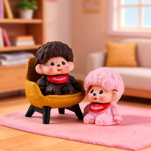 Monchhichi Ornament Desktop Miniatures Monchhichi Micro Landscape Home Decorative Toys DIY Car Inter