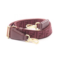 【二手】Fendi FENDI肩帶 FF Logo 波爾多紅帆布皮革 FF Logo 肩帶 女款二手 A