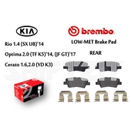 Brembo Rear Brake Pad - Kia Rio 1.4SX UB'2014, Kia 1.6,2.0 YD K3, Optima 2.0 TF K5'14, Optima 2.0 JF